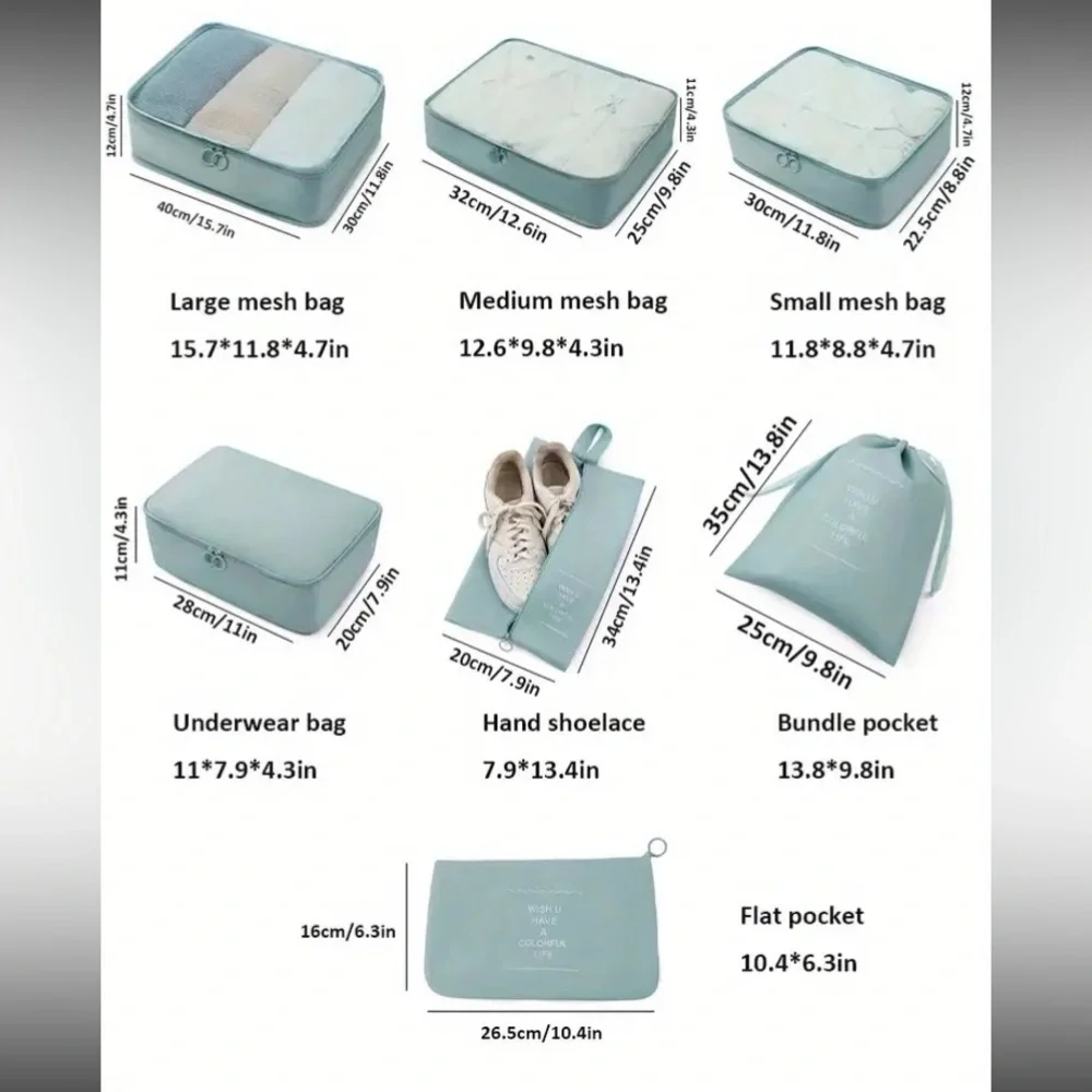 7pcs Packing Organizers -Beige - NIP - Picture 3 of 4